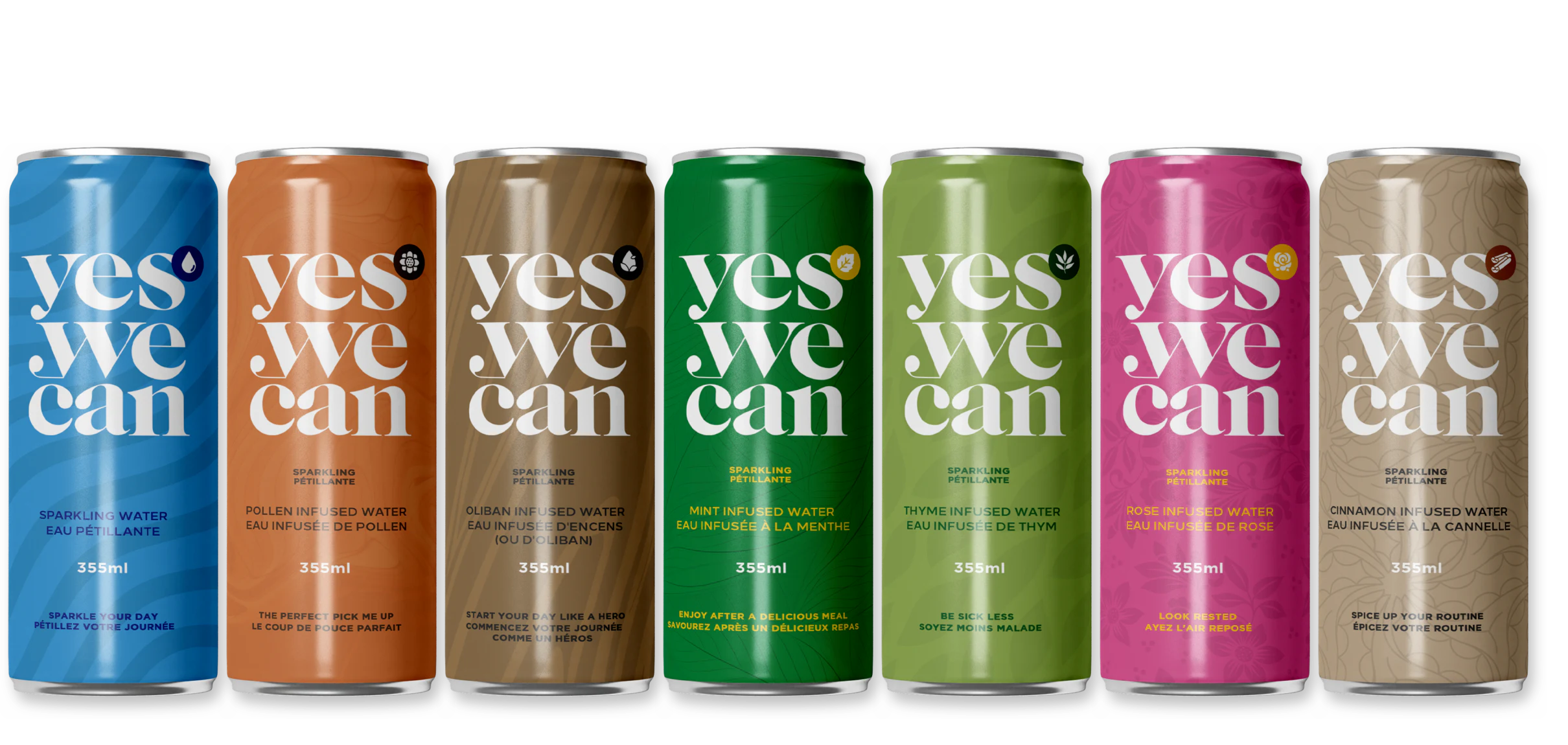 Seven Yes We Can botanical sparkling water cans